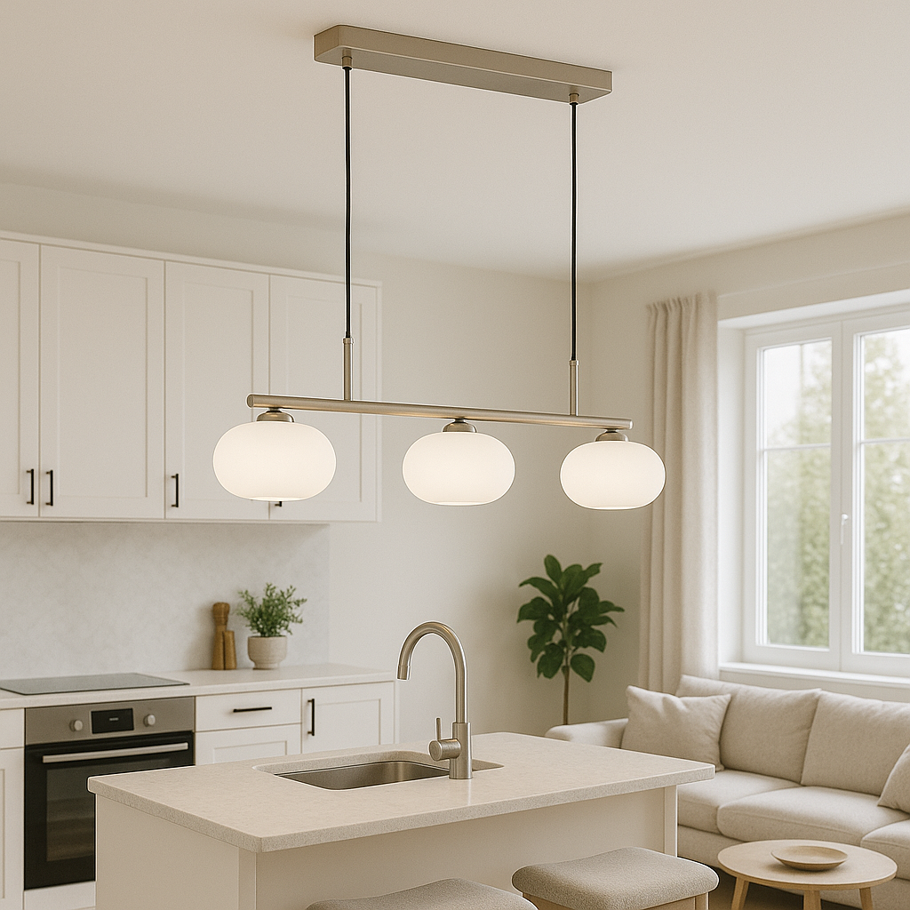 Bauhaus Collection | 3-Head Pendant Lighting with Adjustable Height | Modern Design for Kitchen Island Illumination