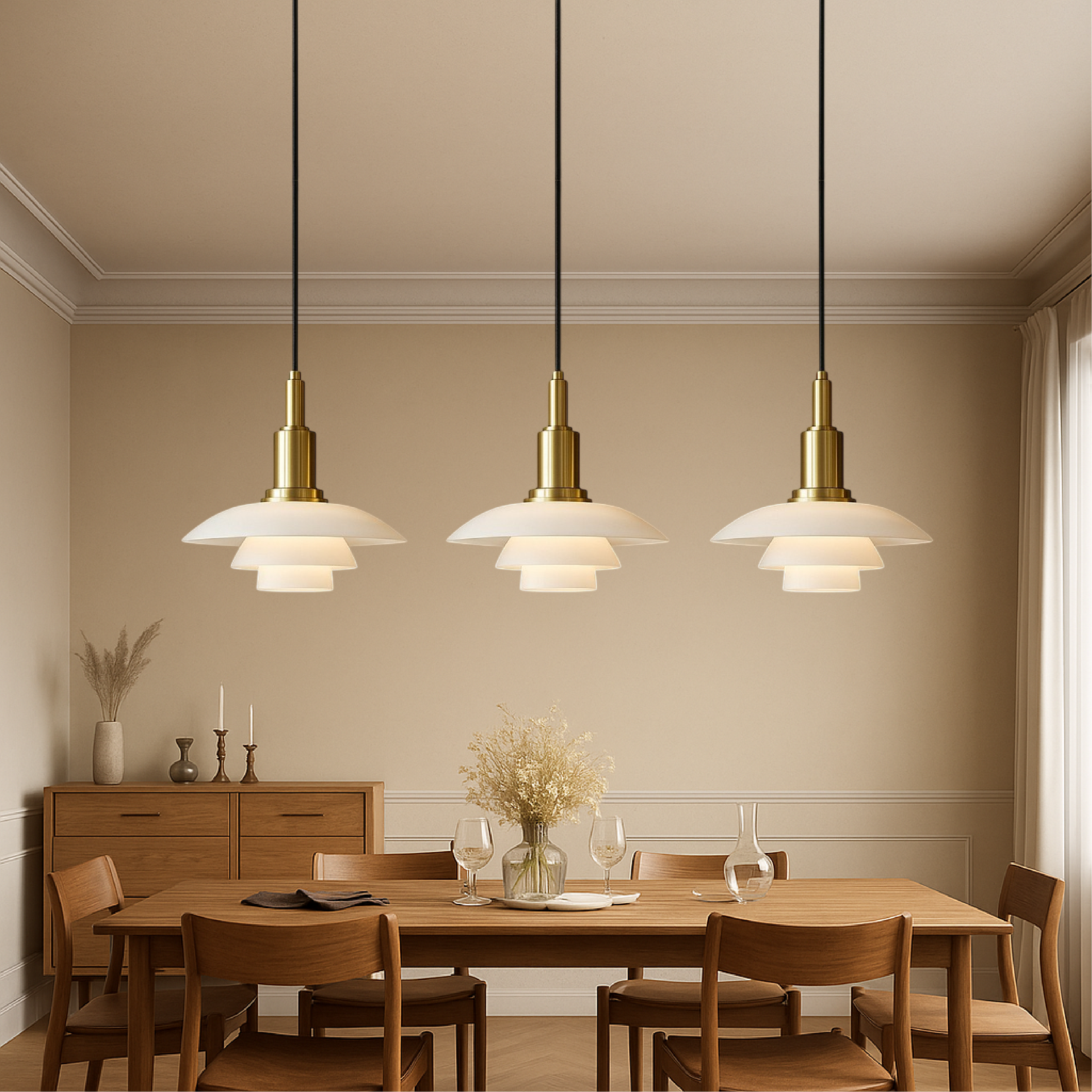 Danish Pendant Lighting | Modern Minimalist Design with Adjustable Heads | Elegant Hanging Lights for Kitchen Island and Dining Spaces