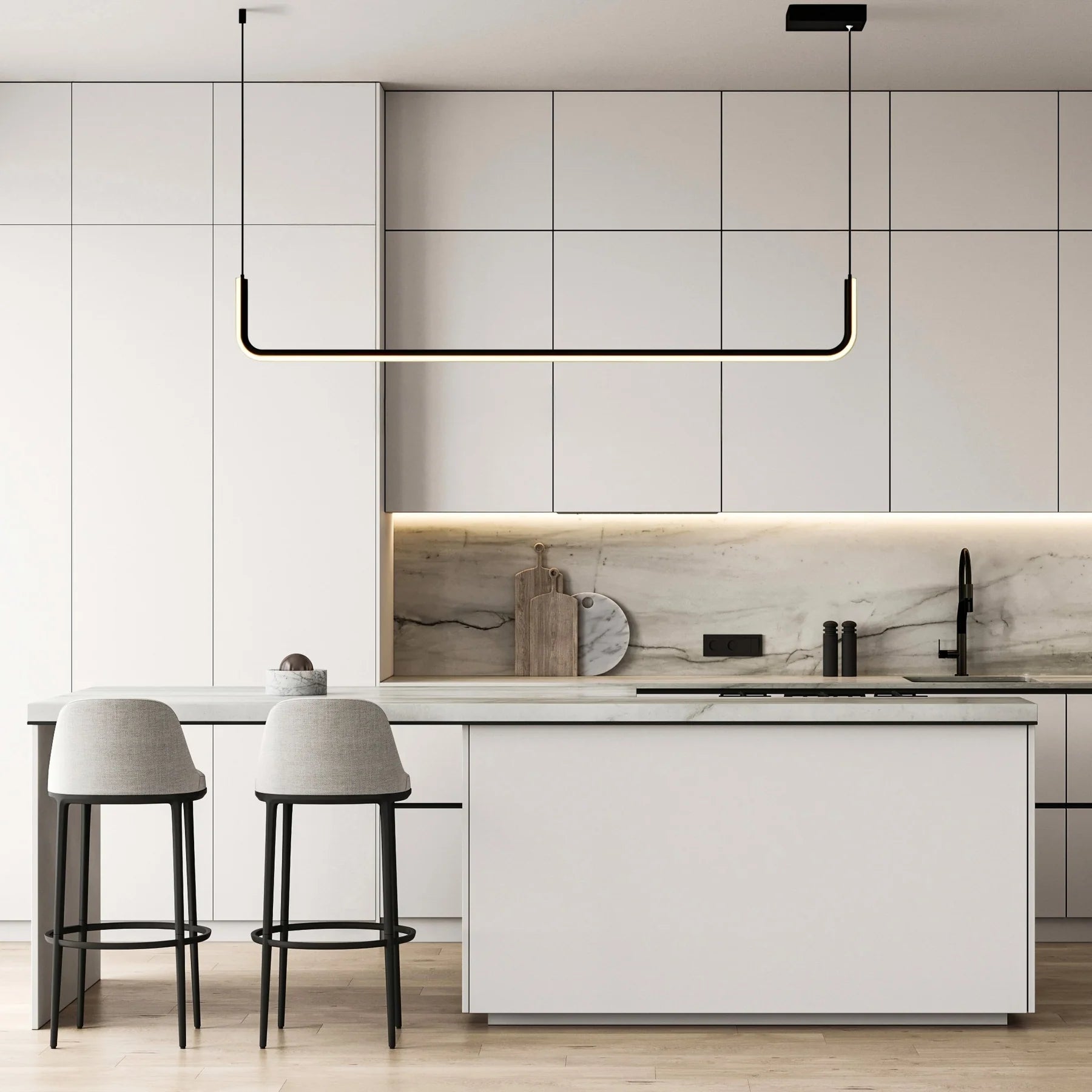 Dumont Collection | Pendant Lighting for Kitchen Island with Dimmable LED | Modern U-Shaped Design for Elegant Ambiance