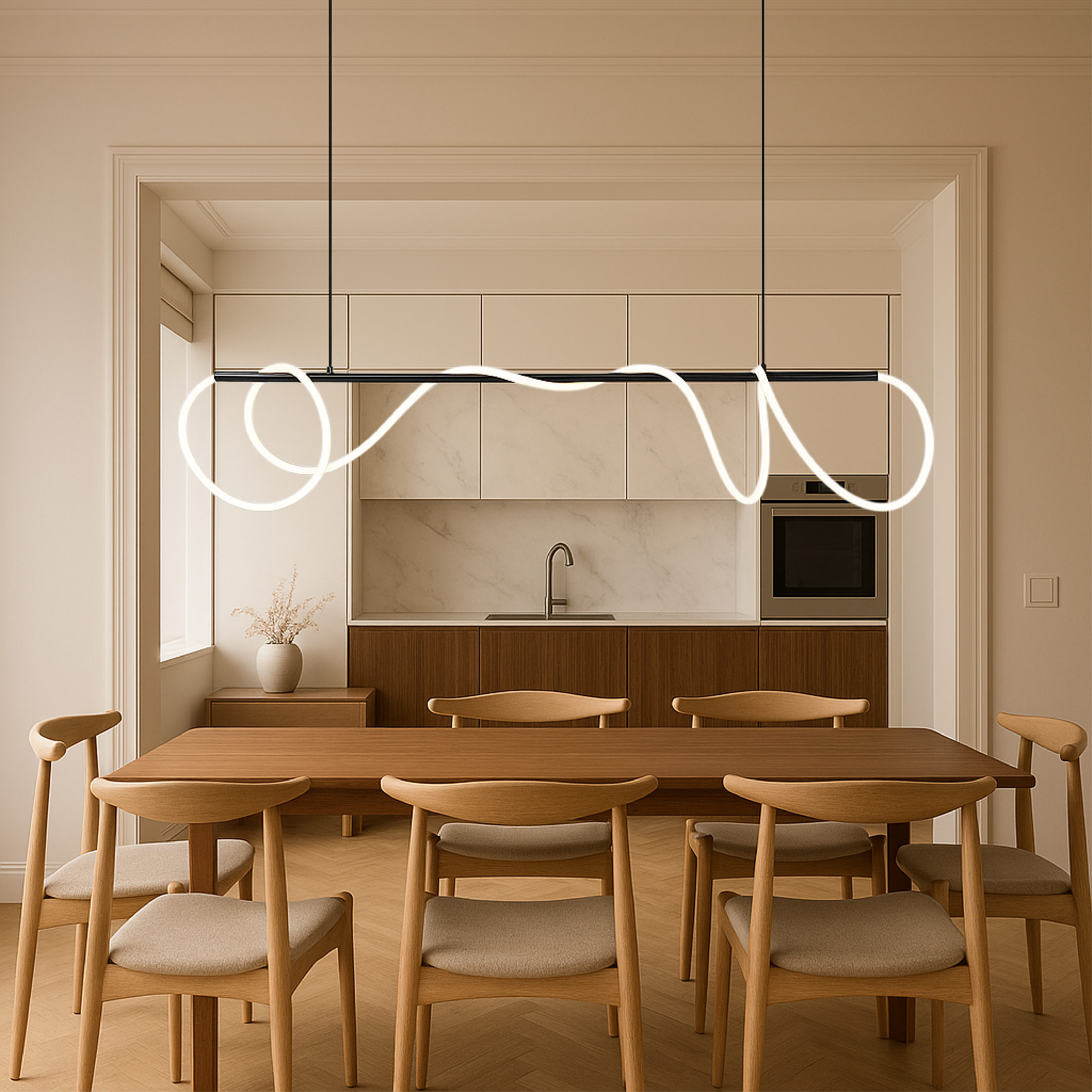 Elegant Linear Pendant Lighting for Kitchen Island with Adjustable Height | Modern LED Fixture for Stylish Home Decor