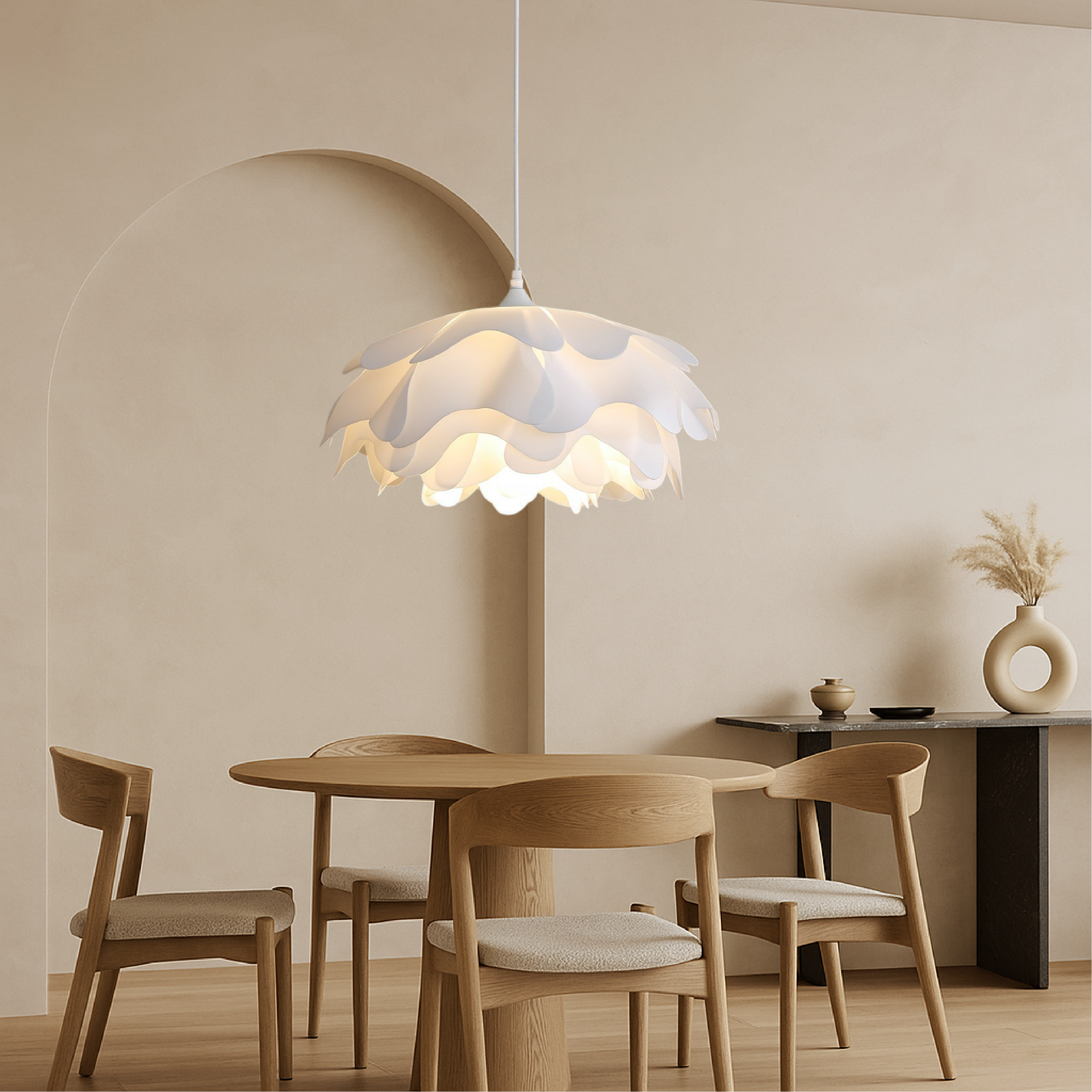 Contemporary Pendant Lighting | Ceramic Hanging Light Fixture with Adjustable Height | Modern Design for Warm Ambiance