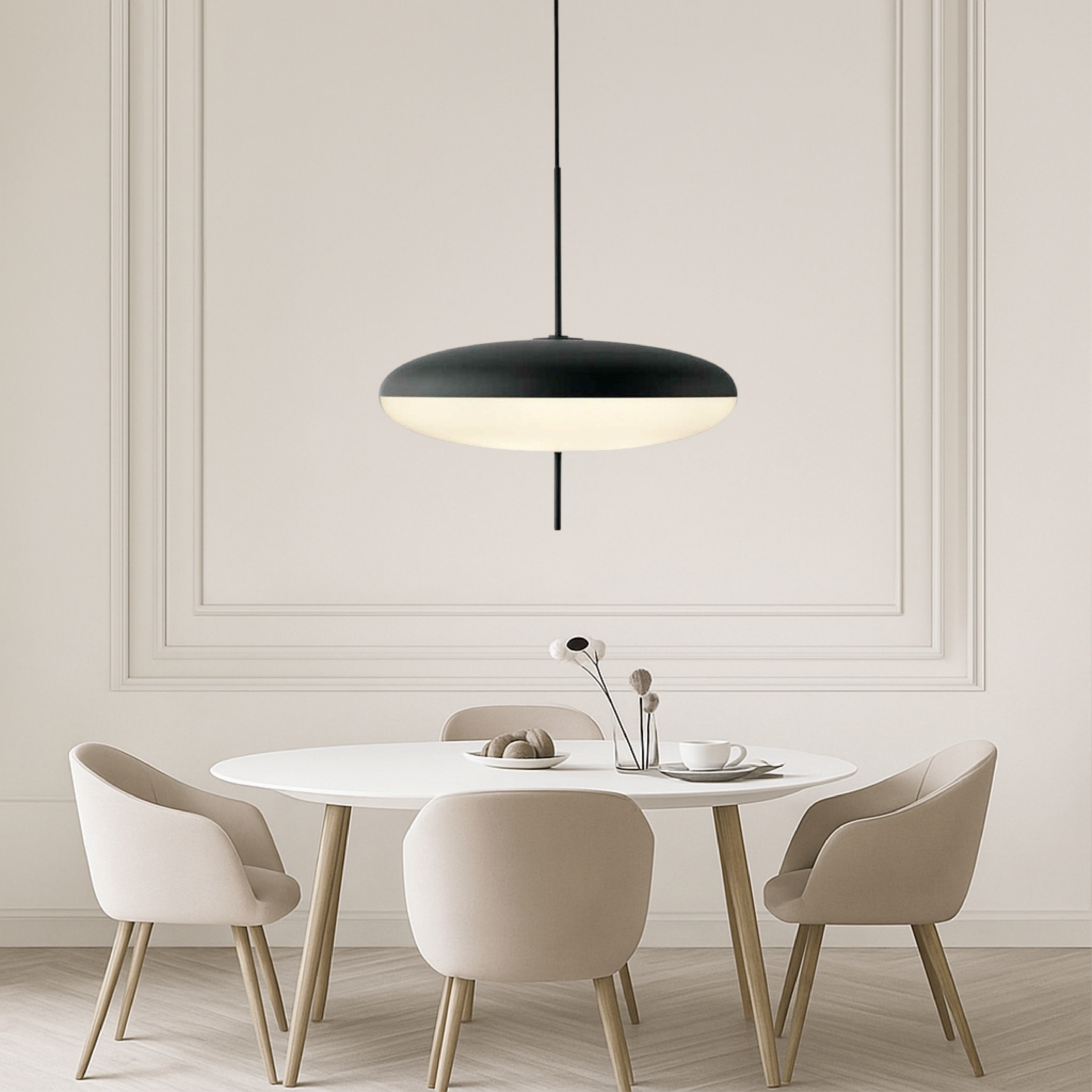 Danish Bauhaus | Pendant Lighting with LED Bulb & Adjustable Height | Modern Pendant Lamp for Kitchen Island Illumination