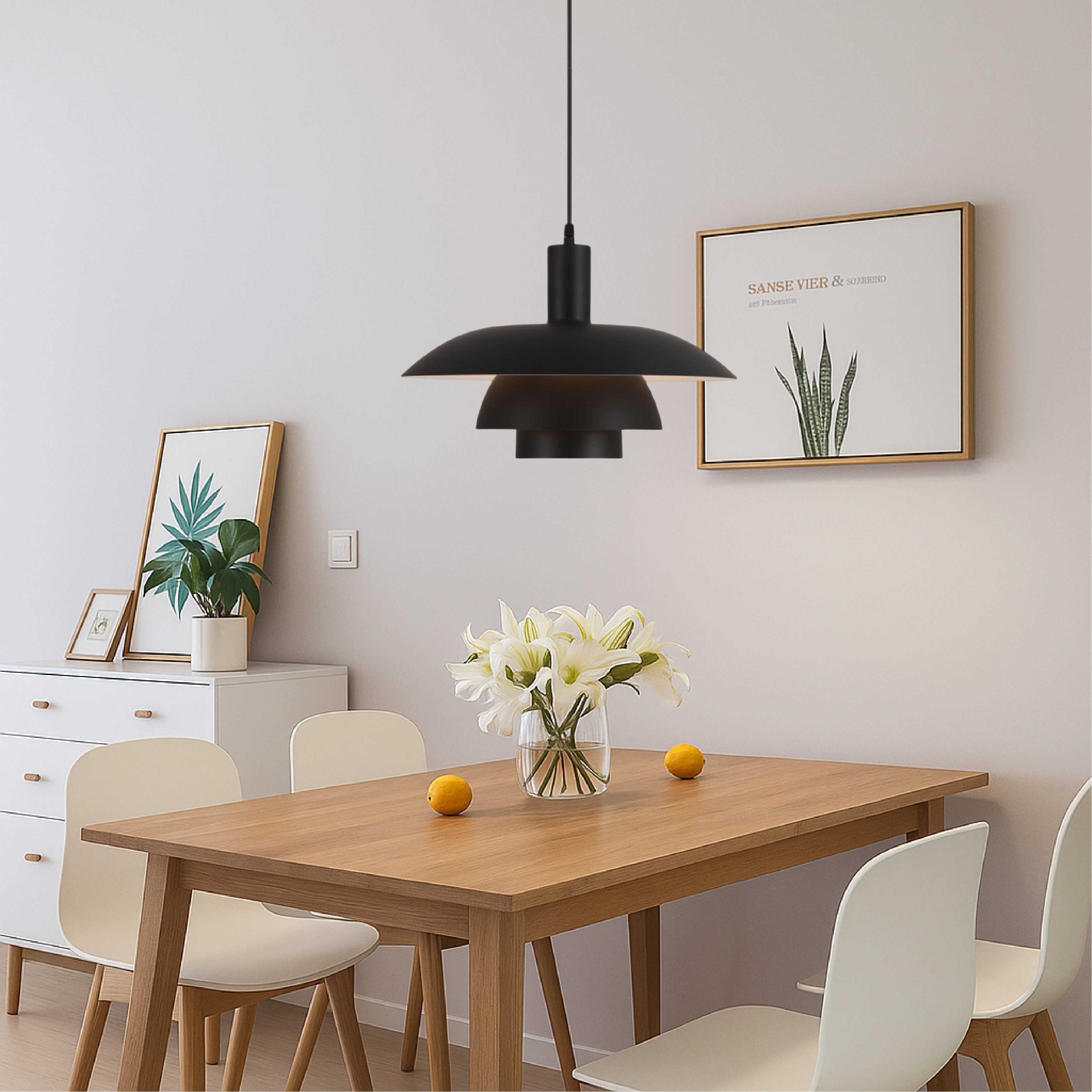 Danish Style Pendant Lamp | Built-in LED Light & Minimalist Design for Elegant Kitchen Lighting