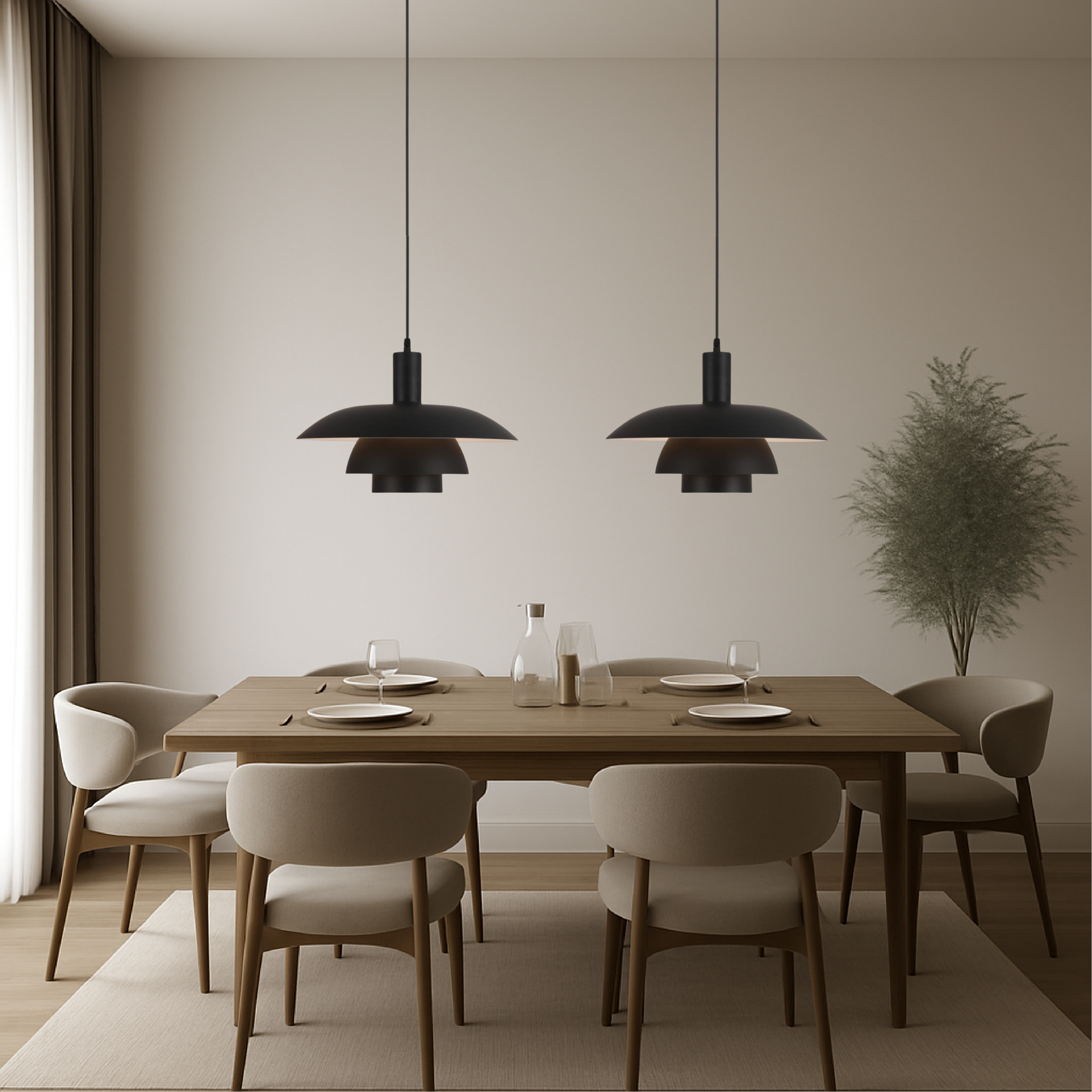 Danish Style Pendant Lamp | Built-in LED Light & Minimalist Design for Elegant Kitchen Lighting