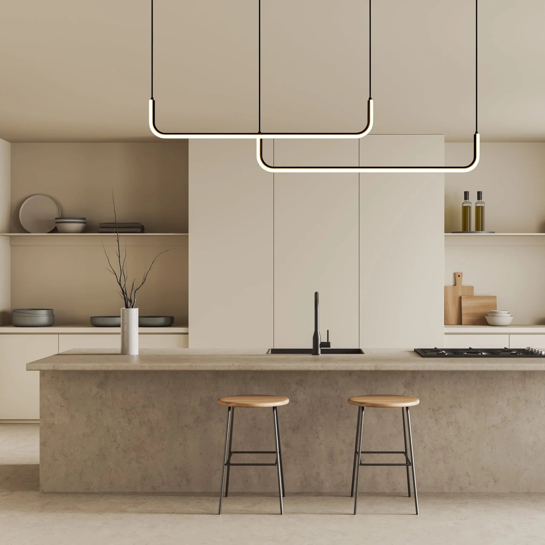 Dumont Collection | Pendant Lighting for Kitchen Island with Dimmable LED | Modern U-Shaped Design for Elegant Ambiance