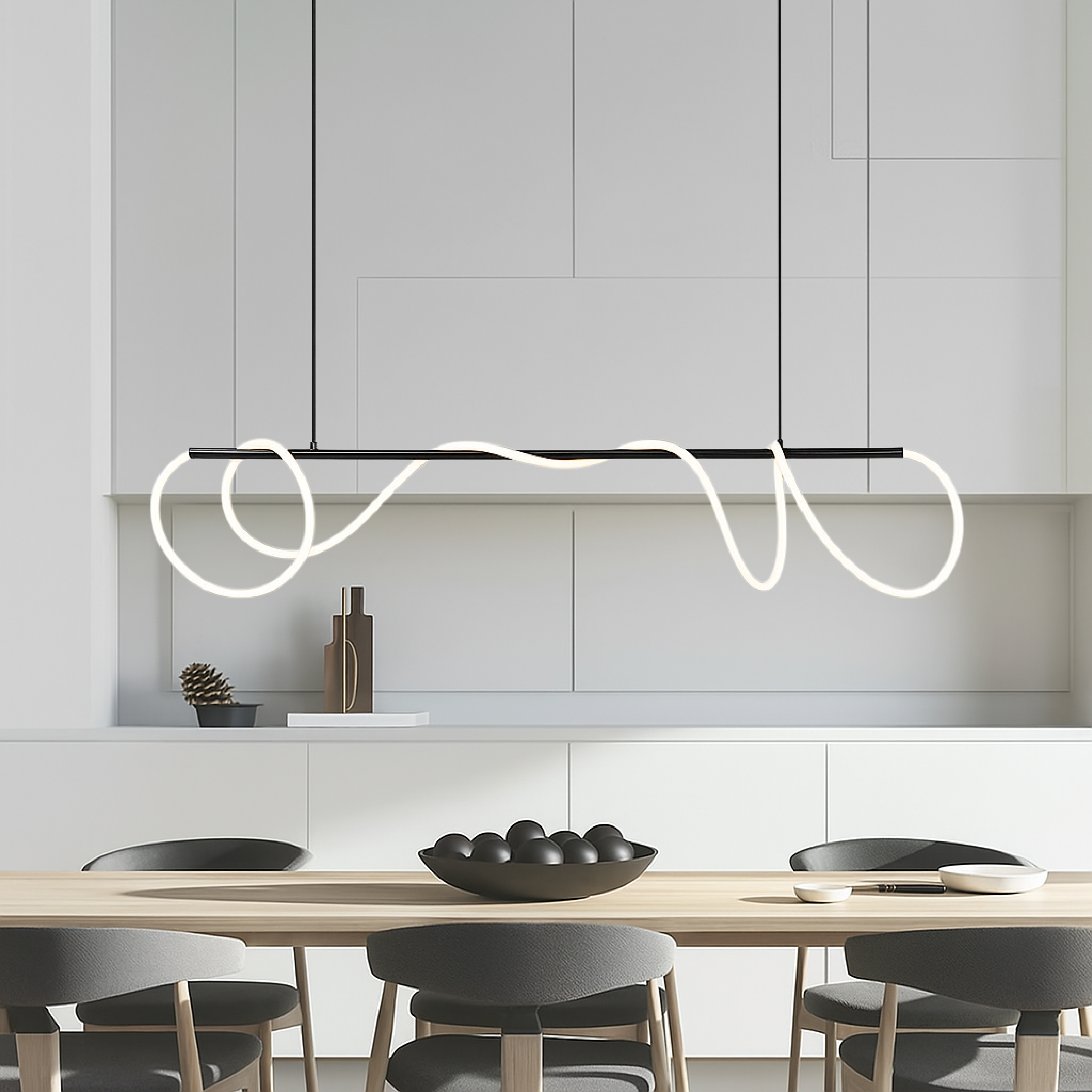 Elegant Linear Pendant Lighting for Kitchen Island with Adjustable Height | Modern LED Fixture for Stylish Home Decor