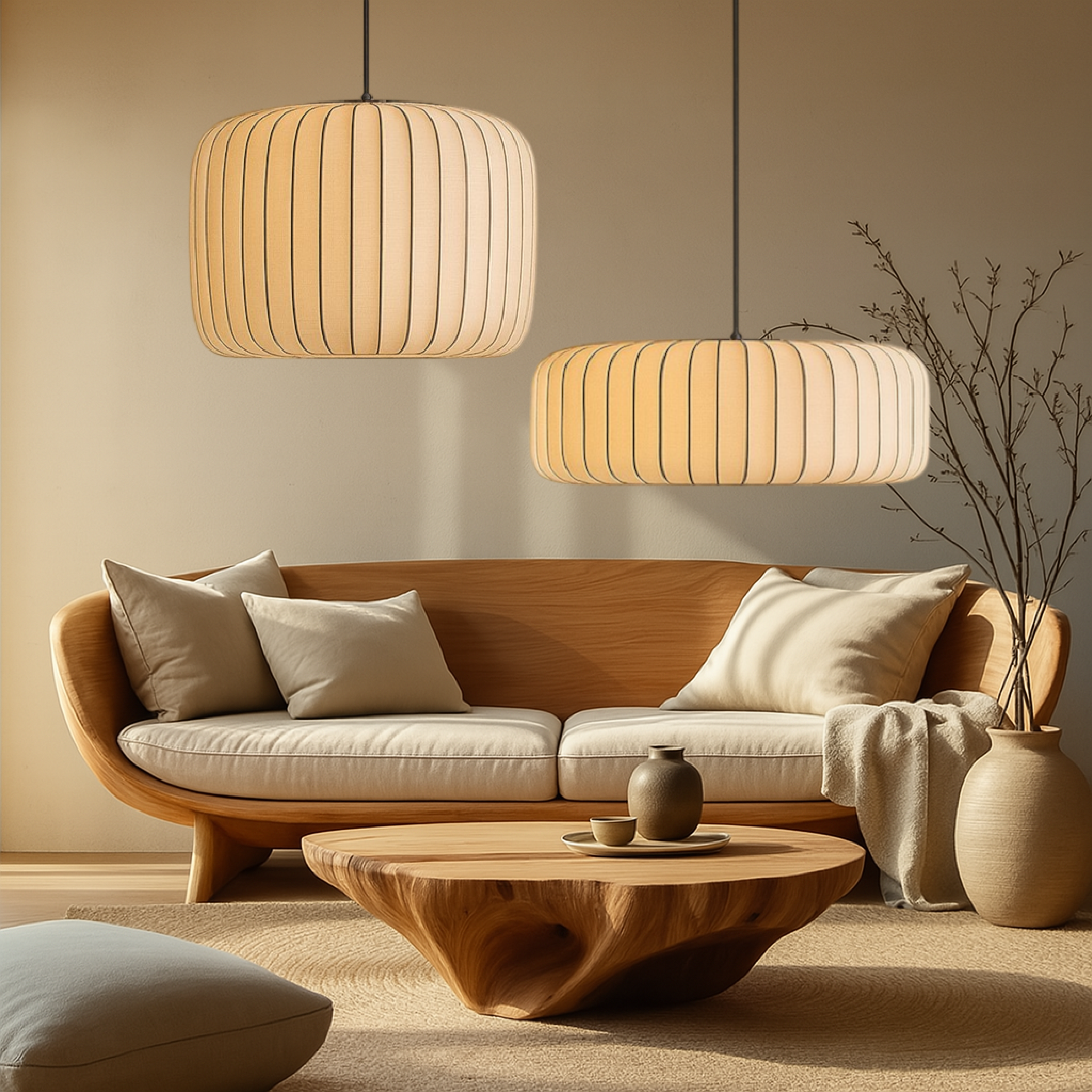 Elegant Silk Pendant Lamp with Adjustable Height & Warm Glow | Contemporary Pendant Lighting for Cozy Interiors