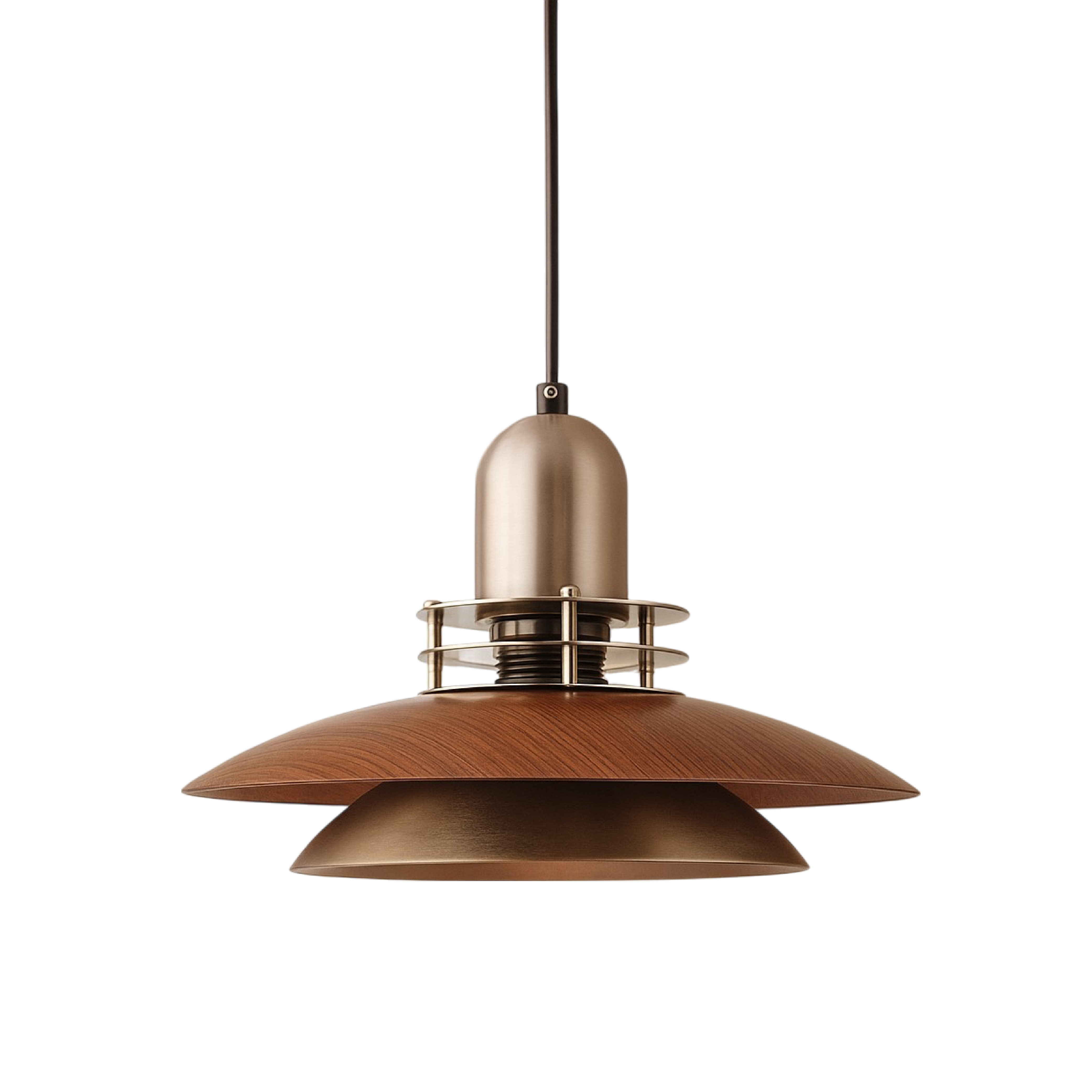 Elegant Walnut Wood Pendant Lighting with Adjustable Height | Modern Design for Warm Ambiance