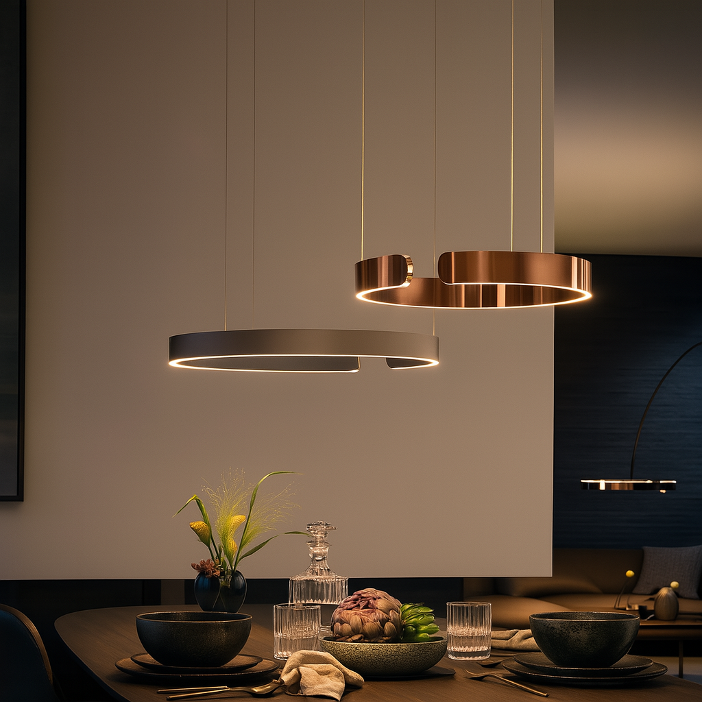 Modern Circular Pendant Lighting with Integrated LED & Adjustable Height for Elegant Kitchen Island Ambiance