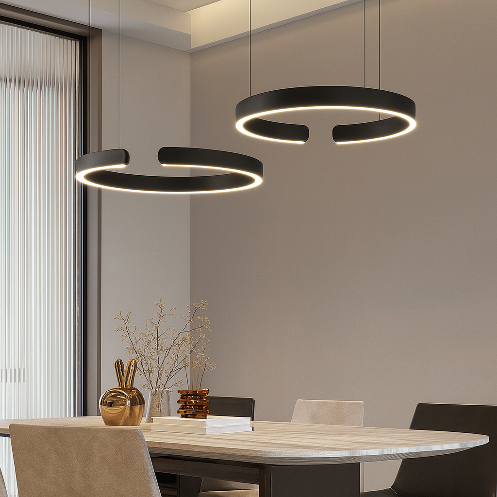Modern Circular Pendant Lighting with Integrated LED & Adjustable Height for Elegant Kitchen Island Ambiance