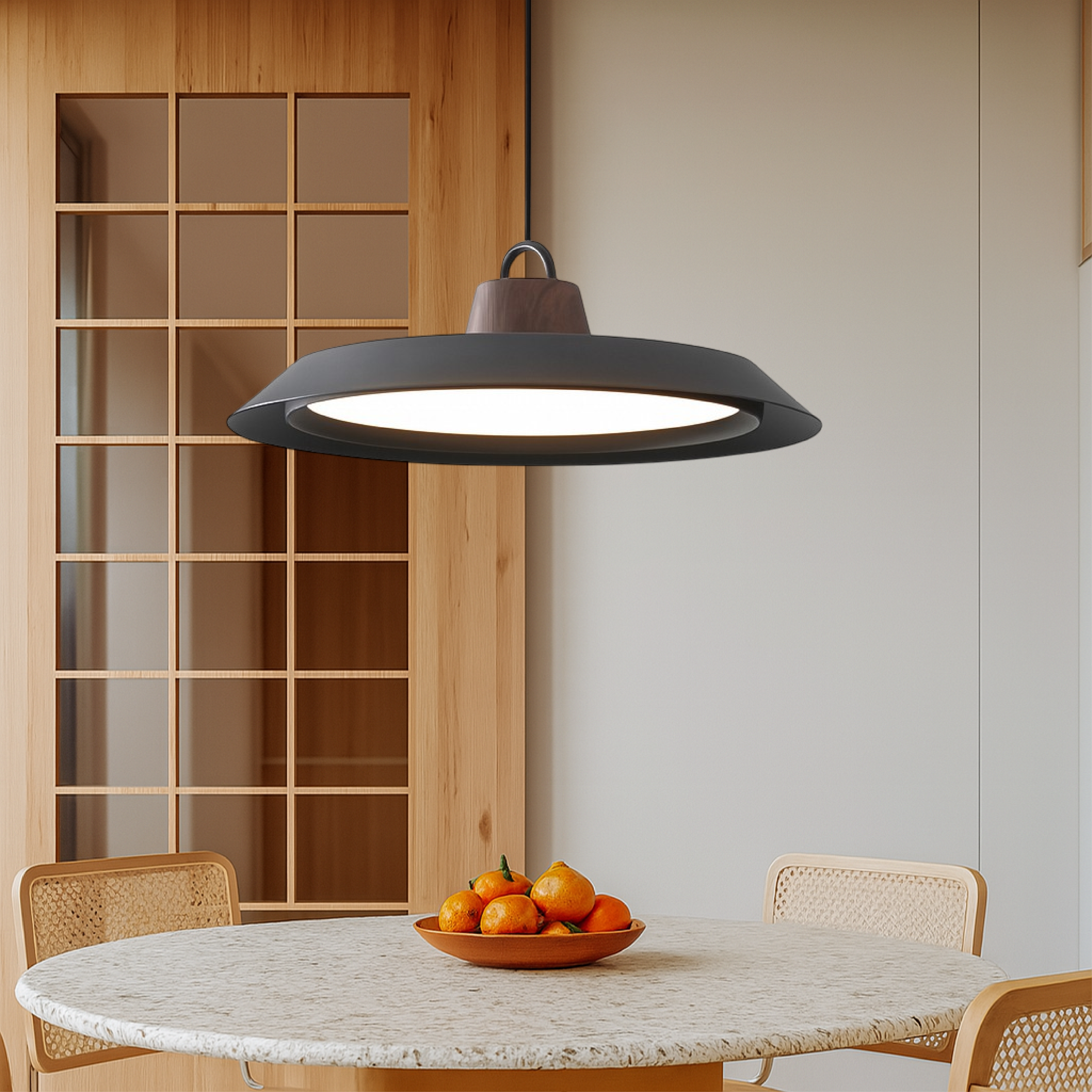 Scandinavian Pendant Lighting | Wood & Metal Design with Adjustable Height | Cozy Ceiling Light Fixture for Elegant Ambiance