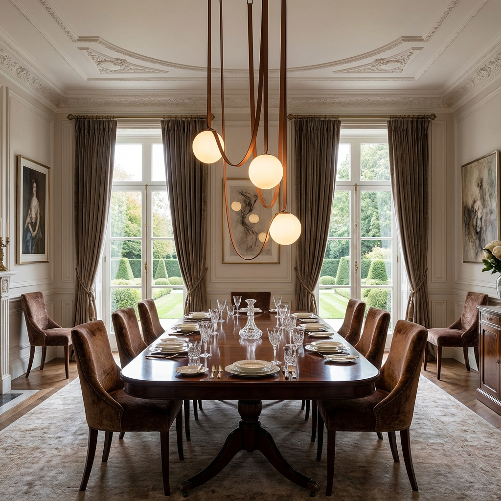 Globe Leather Chandelier – Leather & Glass Hanging Light