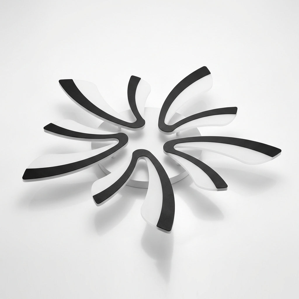 Modern Flower LED Ceiling Light - 28" Black White Flush Mount