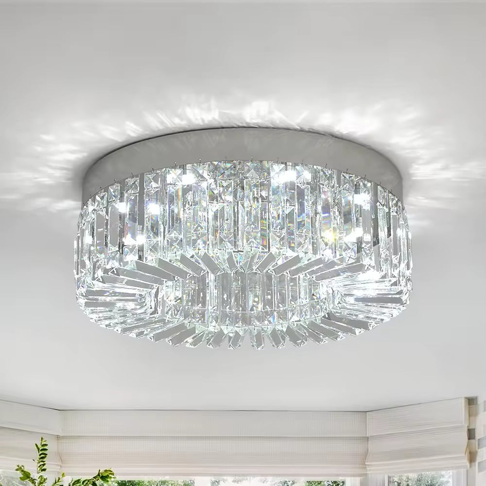 Crystal Flush Mount Ceiling Light - 20" LED Chandelier Dimmable