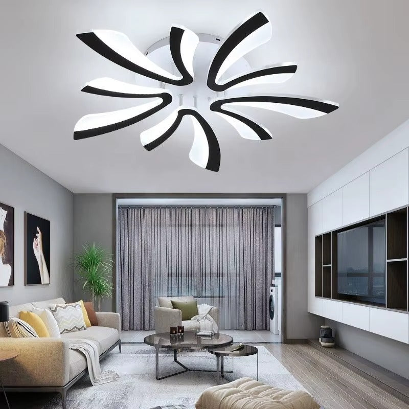 Modern Flower LED Ceiling Light - 28" Black White Flush Mount