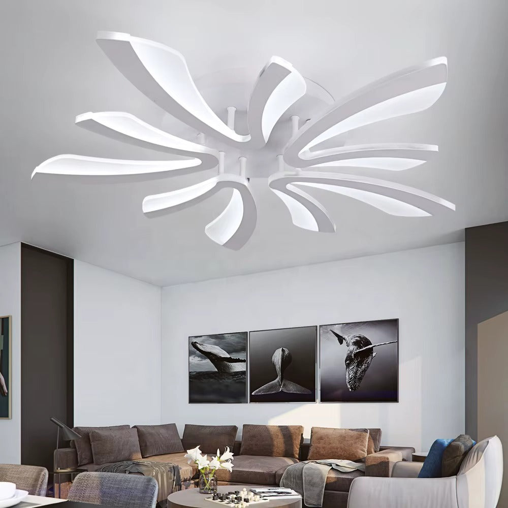 Modern Flower LED Ceiling Light - 28" White Flush Mount