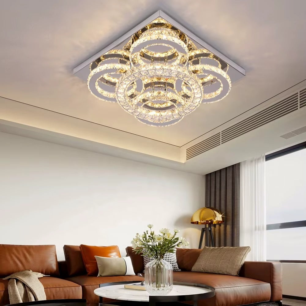 Luxury Crystal LED Ceiling Light (16″ Flush Mount)